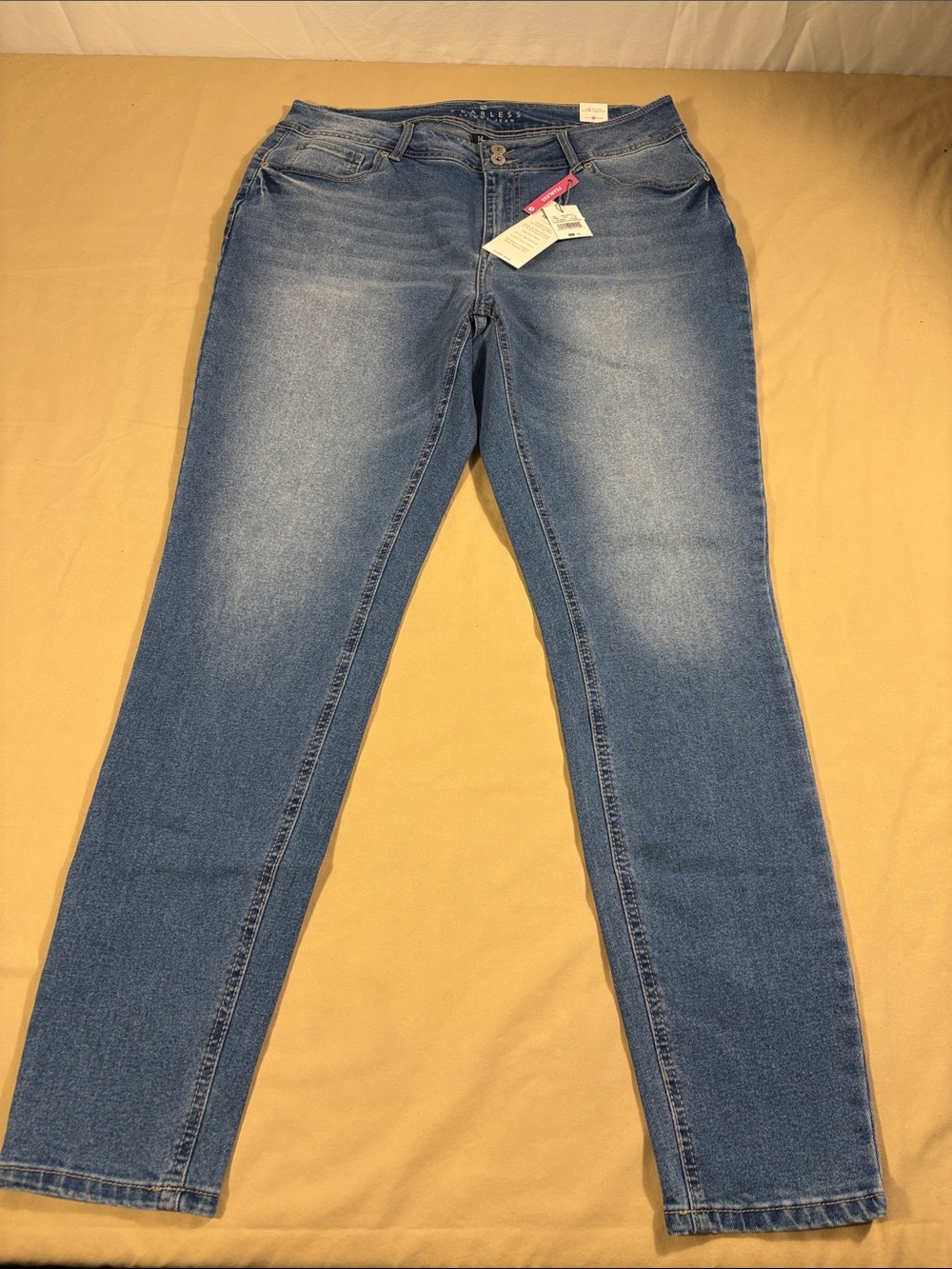 Ashley Stewart Fearless Skinny Jeans Womens 14 Light Wash Slimming Stretch NWT